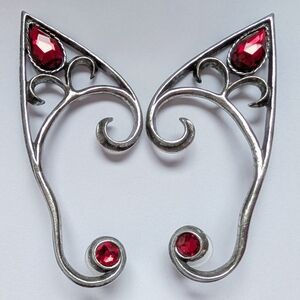 Alchemy England Gothic Elf Earrings • Red Crystal • Fantasy • Lead-free Pewter